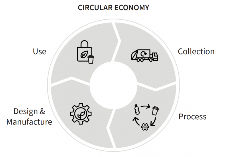 Diagram showing different parts of the circular economy